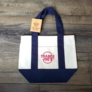 NEW Trader Joe's LIMITED EDITION Mini Canvas Tote Bag - BLUE